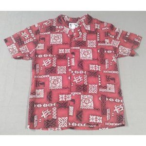 Howie Hawaiian Shirt Men's Large Red With Foral Pattern